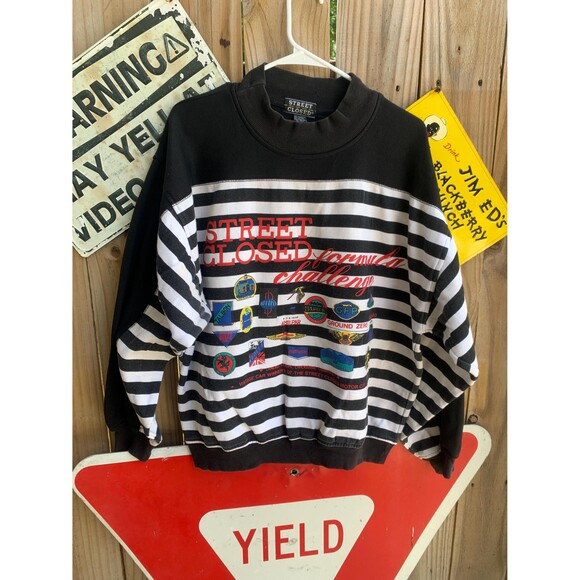 90s Street Closed Formula Challenge Street Cup striped vintage sweatshirt XL - Picture 1 of 7